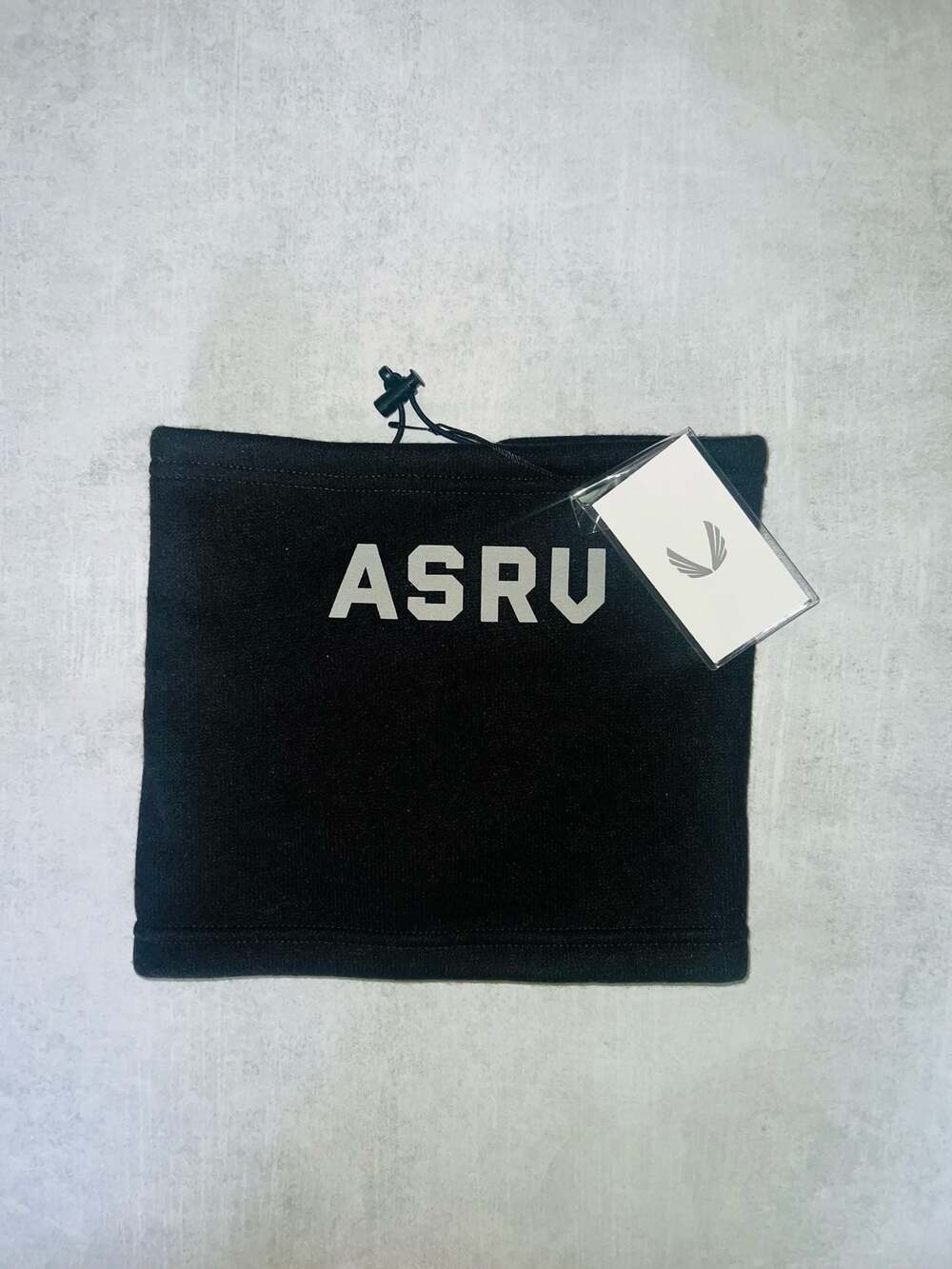 ASRV Black Neck Gaiter Warmer with Drawstring and Tag